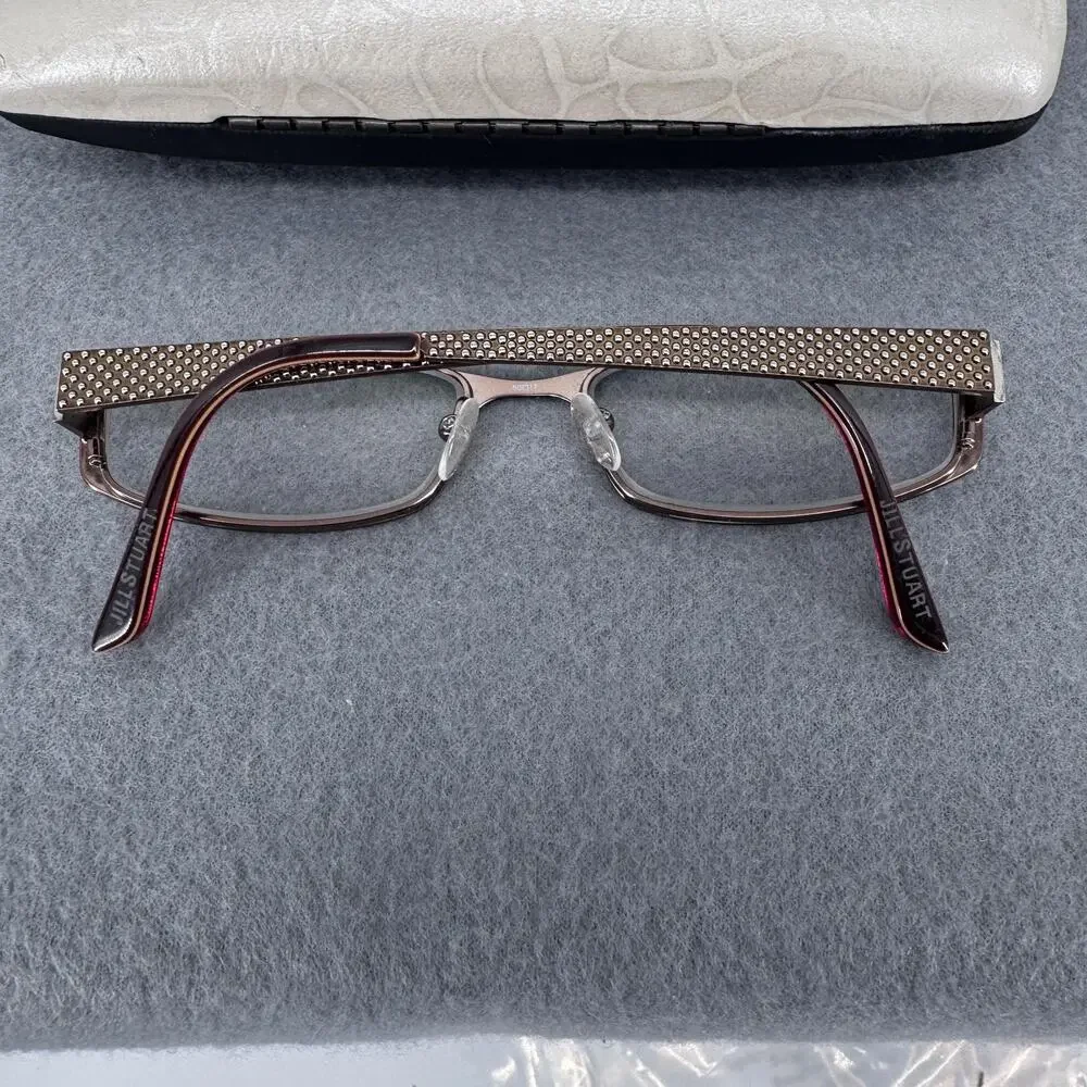 Jill‎ Stuart Eyeglasses Womens Brown Studded Rectangle JS005-1 50-17-135 w/ Case